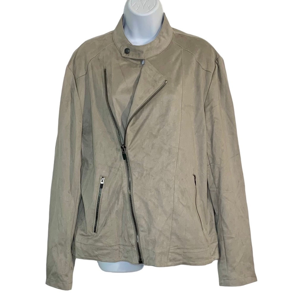ZARA MAN Faux Micro Suede Moto Jacket Sz XL